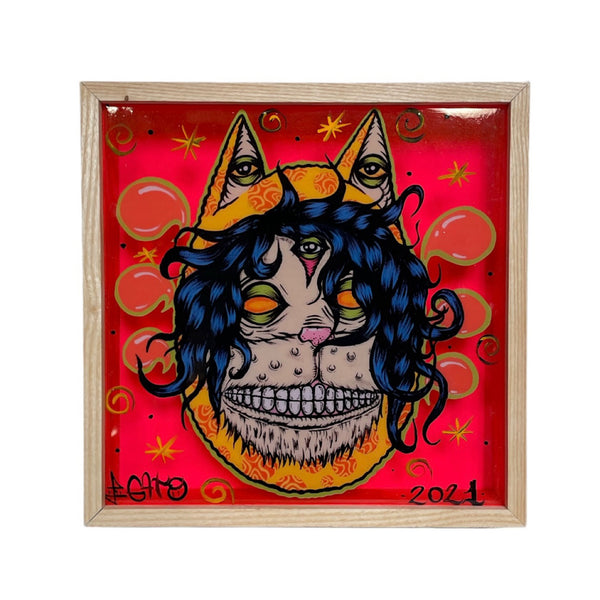 Mr. Gato Custom Framed Red Acrylic Print by Eye Gato